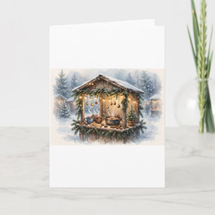 Christmas Market Stall Gift Watercolor Mulled Wine Card