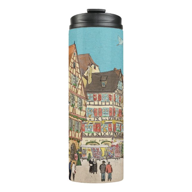 Christmas Market Strasbourg France Retro-inspired Thermal Tumbler (Front)