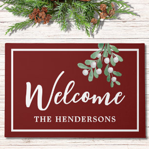 Christmas Maroon Welcome Doormat