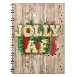 Christmas Marquee Lights Funny Jolly AF Holly Notebook