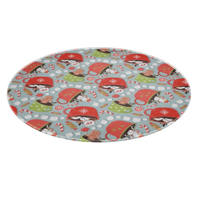Christmas Marshmallow Snowman Hot Cocoa  Cutting Board (Corner)