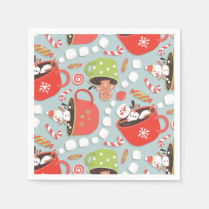 Christmas Marshmallow Snowman Hot Cocoa  Napkin