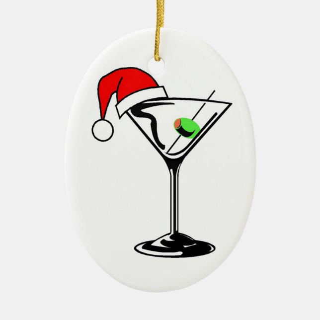 Christmas Martini Ceramic Tree Decoration (Front)