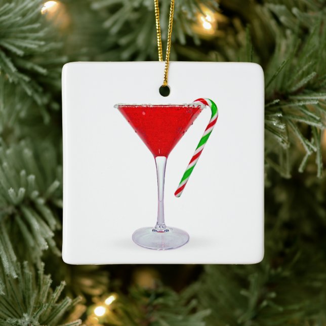 Christmas Martini Cocktail Ceramic Ornament (Tree)