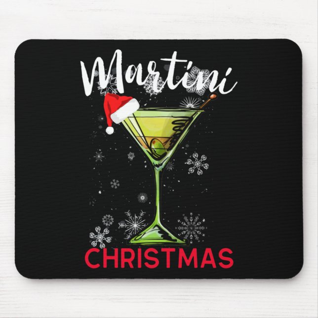 Christmas Martini Cocktail Happy Hour Fun Drink Gi Mouse Pad (Front)