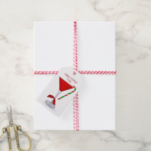Christmas Martini Glass with Bow  Gift Tags