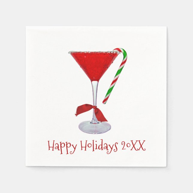 Christmas Martini Glass with Bow  Napkin (Front)
