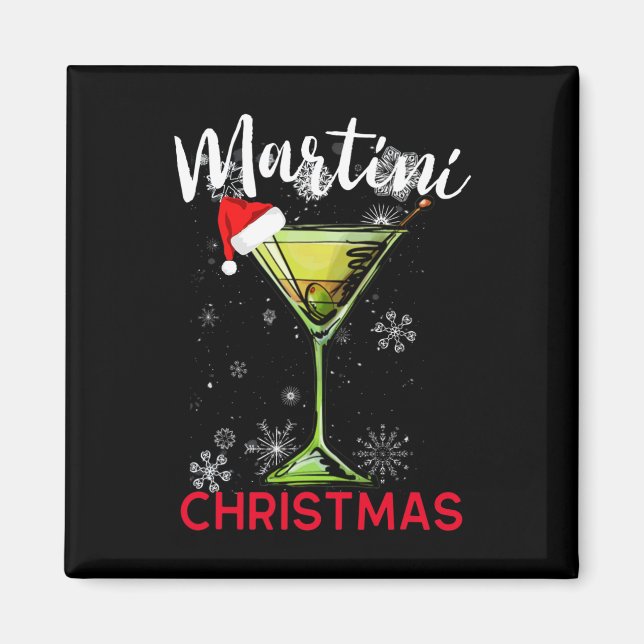 Christmas Martini Tail Happy Hour Fun Drink Gift  Magnet (Front)