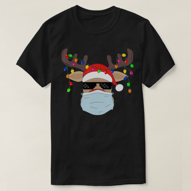 Christmas mask cute Rudolph reindeer mask shirt fo (Design Front)