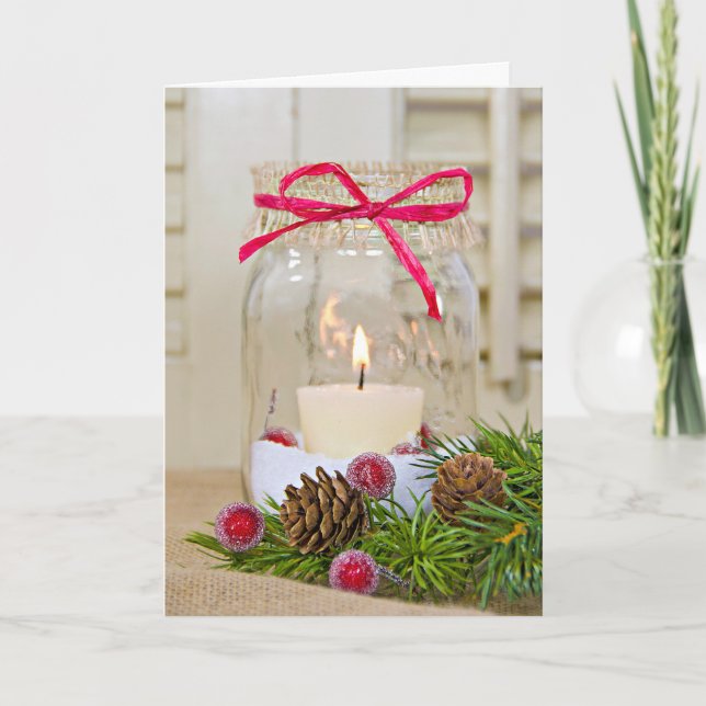 Christmas Mason Jar Holiday Card (Front)