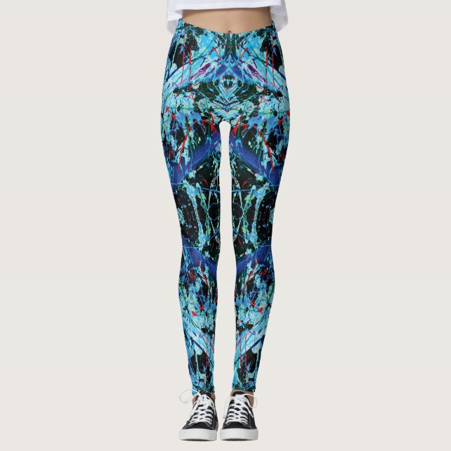 Christmas Massacre Blue, Red splatter Leggings (Front)