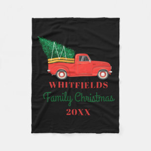 Christmas Matching Family Reunion Red Truck Fleece Blanket
