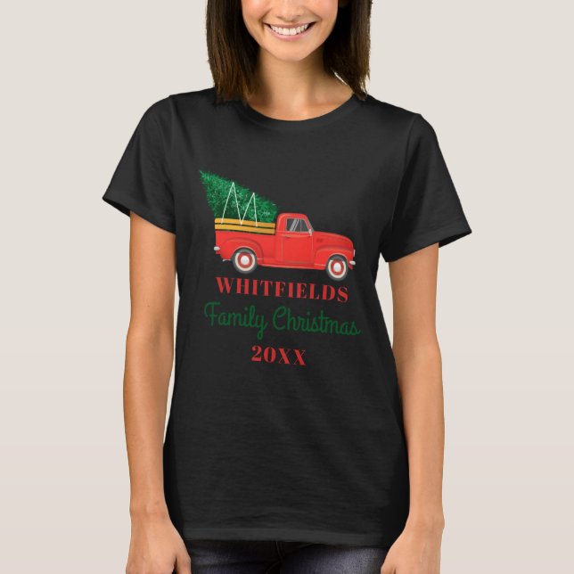 Christmas Matching Family Reunion Red Truck  T-Shirt (Front)
