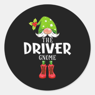 Christmas Matching Family The Driver Gnome Classic Round Sticker