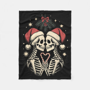 Christmas Matching Gothic Couple Dark Humor Skelet Fleece Blanket