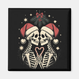 Christmas Matching Gothic Couple Dark Humor Skelet Magnet