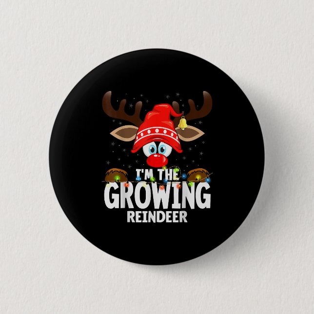 Christmas Matching I'm The Growing Reindeer  6 Cm Round Badge (Front)