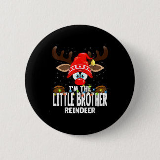Christmas Matching I'm The Little Brother Reindeer 6 Cm Round Badge
