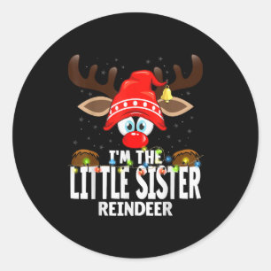 Christmas Matching I'm The Little Sister Reindeer Classic Round Sticker