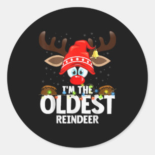 Christmas Matching I'm The Oldest Reindeer  Classic Round Sticker