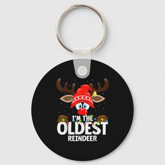 Christmas Matching I'm The Oldest Reindeer  Key Ring (Front)