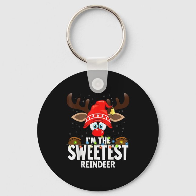Christmas Matching I'm The Sweetest Reindeer  Key Ring (Front)