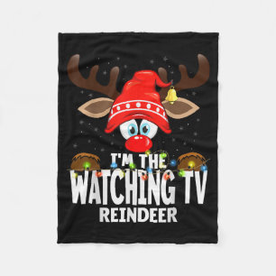 Christmas Matching I'm The Watching Tv Reindeer  Fleece Blanket