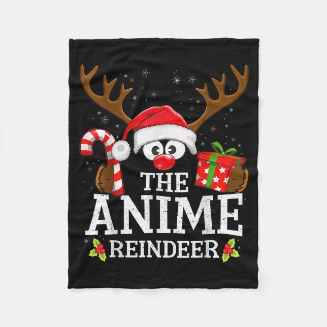 Christmas Matching The Anime Reindeer Family  Fleece Blanket (Front)
