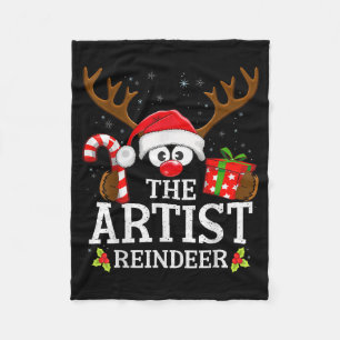 Christmas Matching The Artist Reindeer Family  Fleece Blanket