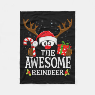 Christmas Matching The Awesome Reindeer Family  Fleece Blanket
