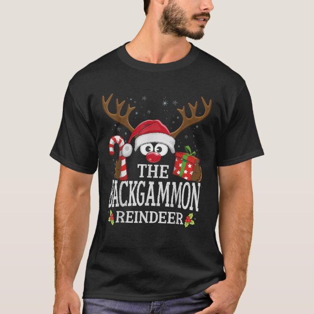 Christmas Matching The Backgammon Reindeer Family  T-Shirt (Front)