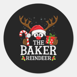 Christmas Matching The Baker Reindeer Family Classic Round Sticker