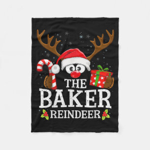 Christmas Matching The Baker Reindeer Family Fleece Blanket