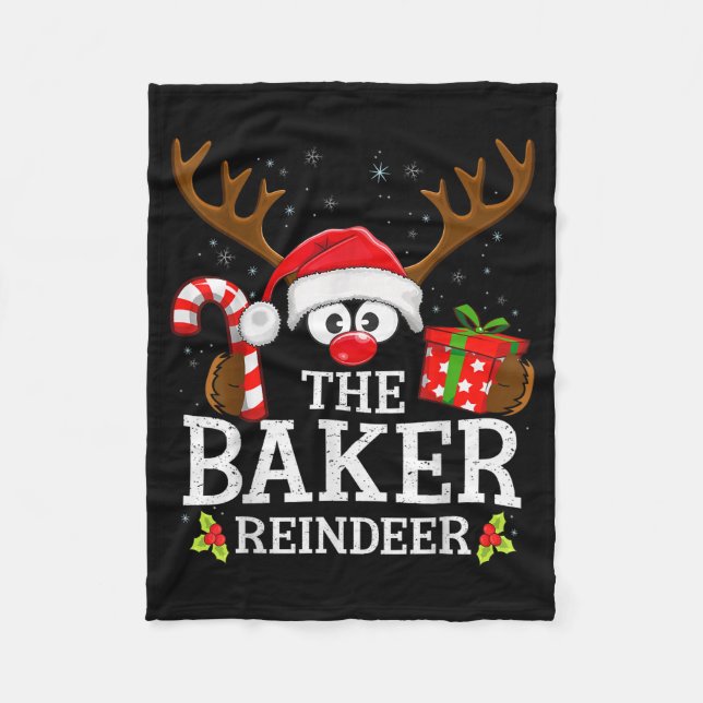 Christmas Matching The Baker Reindeer Family  Fleece Blanket (Front)