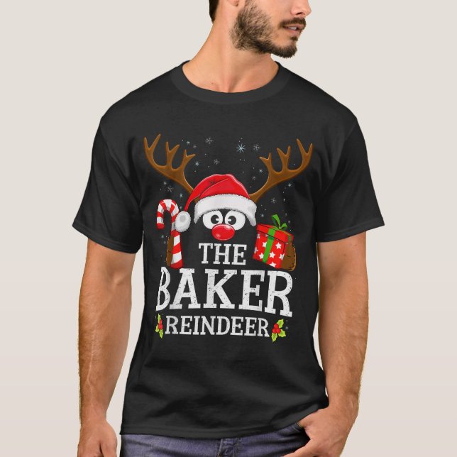 Christmas Matching The Baker Reindeer Family  T-Shirt (Front)