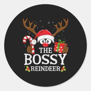 Christmas Matching The Bossy Reindeer Family Classic Round Sticker