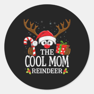 Christmas Matching The Cool Mom Reindeer Family Classic Round Sticker