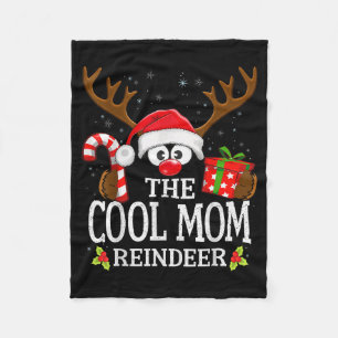 Christmas Matching The Cool Mom Reindeer Family  Fleece Blanket