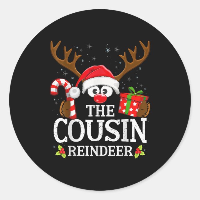 Christmas Matching The Cousin Reindeer Family  Classic Round Sticker (Front)