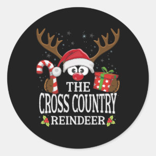 Christmas Matching The Cross Country Reindeer Fami Classic Round Sticker