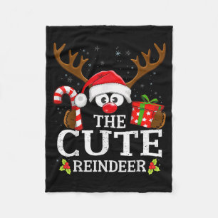Christmas Matching The Cute Reindeer Family  Fleece Blanket