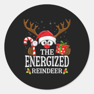 Christmas Matching The Energized Reindeer Family  Classic Round Sticker