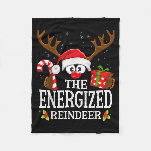 Christmas Matching The Energized Reindeer Family  Fleece Blanket (Front)