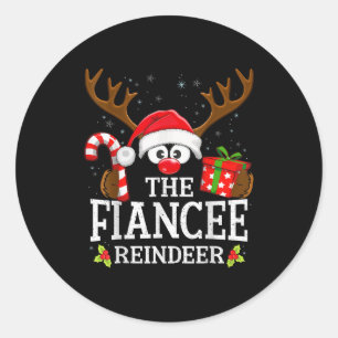 Christmas Matching The Fiancee Reindeer Family  Classic Round Sticker
