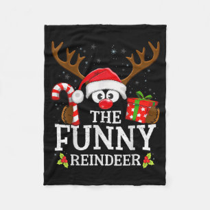 Christmas Matching The Funny Reindeer Family  Fleece Blanket