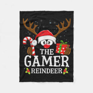 Christmas Matching The Gamer Reindeer Family  Fleece Blanket