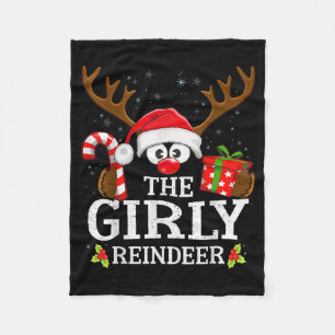 Christmas Matching The Girly Reindeer Family  Fleece Blanket