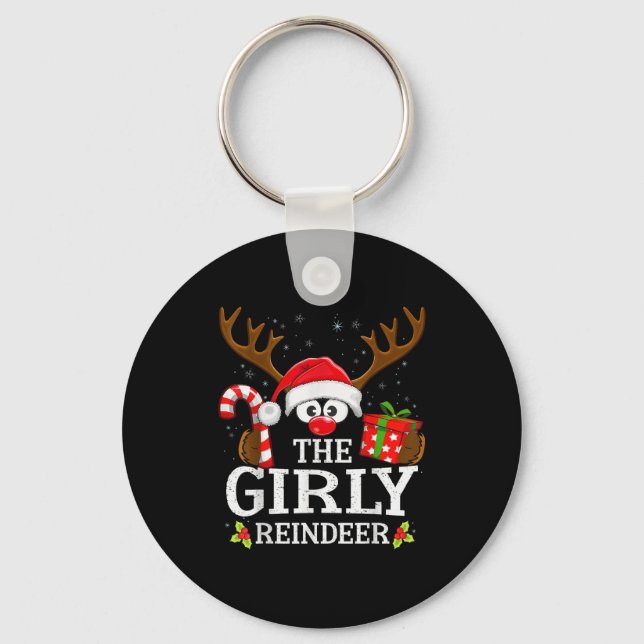 Christmas Matching The Girly Reindeer Family  Key Ring (Front)