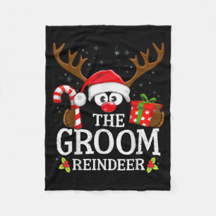 Christmas Matching The Groom Reindeer Family  Fleece Blanket