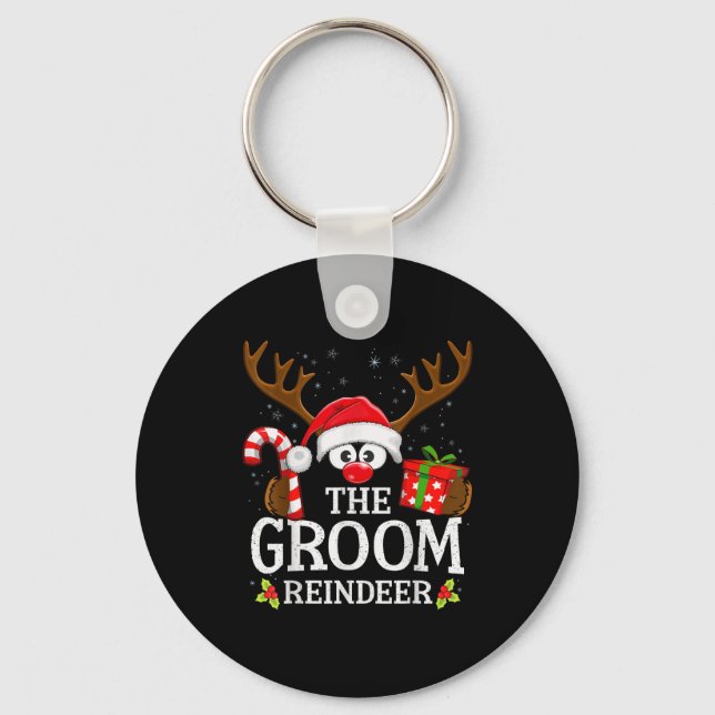 Christmas Matching The Groom Reindeer Family  Key Ring (Front)